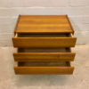 Kleine Schubladenkommode, Teak, 1970's, Vintage, Mid Century, Flurkommode, Nachtschrank, Sideboard, Danish Design, hellbraun, 1960's, konische schwarze Beine, Designklassiker, Mid Century Modern