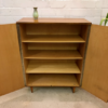 true Vintage Highboard, Nussbaum 1960's, Schrank, Anrichte, Mid Century, 970's, Kommode, 4 Fächer, Maserung, Patina, verschließbar, Klassiker, Herrenkommode, konische Beine