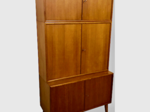 Vintage Teakholz Highboard, WK Möbel, Hochschrank, Bücherschrank, 1960's, 1970's, Teak, Danish, Designklassiker, Anrichte, Sideboard, verschließbar, 3-teilig, Mid Century, Modern, Architektur, Design