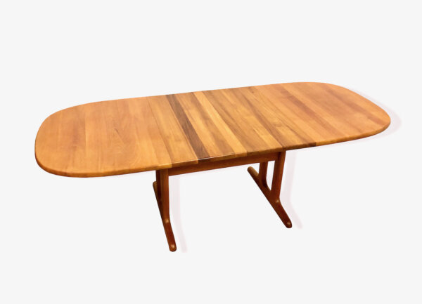 true Vintage Teakholz Esstisch, oval, 1970, Vollholz, Made in Denmark, Danish Design, Mid Century, ausziehbar, 1960, lang, Tafel, erweiterbar