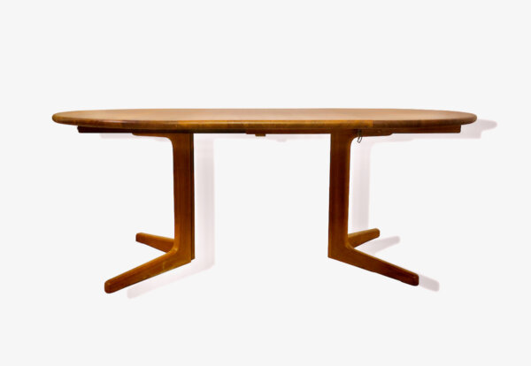 Teak Esstisch, Danish Design, 1970's, rund, Vintage, Mid Century, ausziehbar, Einsteckplatte, erweiterbar, Teakwood, dünne Platte, Tafel, Dining Table, Made in Denmark