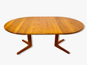 Teak Esstisch, Danish Design, 1970's, rund, Vintage, Mid Century, ausziehbar, Einsteckplatte, erweiterbar, Teakwood, dünne Platte, Tafel, Dining Table, Made in Denmark