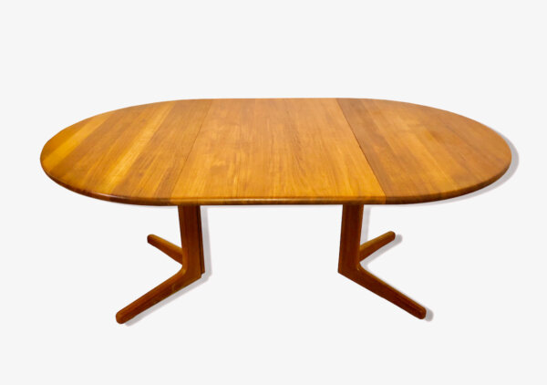 Teak Esstisch, Danish Design, 1970's, rund, Vintage, Mid Century, ausziehbar, Einsteckplatte, erweiterbar, Teakwood, dünne Platte, Tafel, Dining Table, Made in Denmark