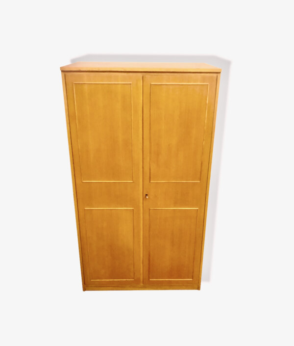 Kleiderschrank WK Möbel, Vintage 1960's, Mid Century, helles Holz, Rüster/ Ulme, Highboard, Dielenschrank, Kleiderstange, Ablagefächer, Krawattenhalter, 1970's, Klassiker, Made in Germany, kompakt, schlicht, zeitlos