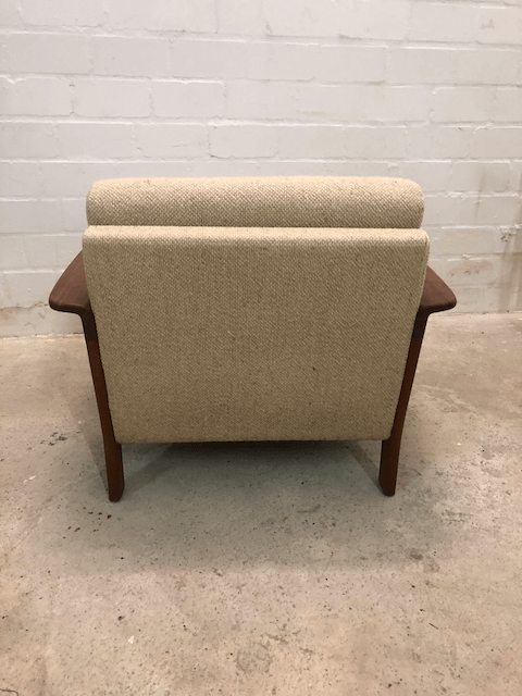 1/2 Vintage Easy Chair, Danish 1970's, Sessel, Teakholz, Teak, Danish Design, helle, Wollbezugsstoff, Mid Century, 1960'60er, 70er, Lounge, Set, Designklassiker