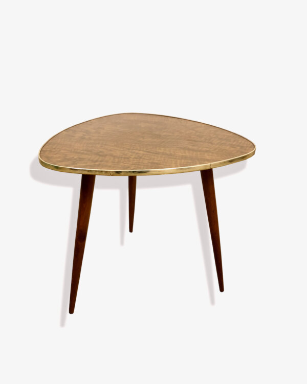 Mid Century Beistelltisch 1960's, Opal, Möbel, Nierentisch, Blumenhocker, Vintage, 1970, konische Beine, Lampentisch, Couchtisch, Beistelltisch, Klassiker, Design, Dreibein, Nussbaum