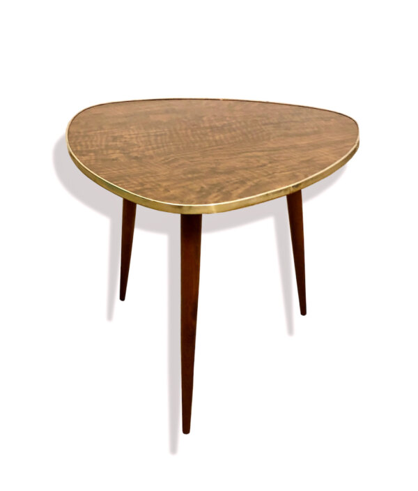 Mid Century Beistelltisch 1960's, Opal, Möbel, Nierentisch, Blumenhocker, Vintage, 1970, konische Beine, Lampentisch, Couchtisch, Beistelltisch, Klassiker, Design, Dreibein, Nussbaum