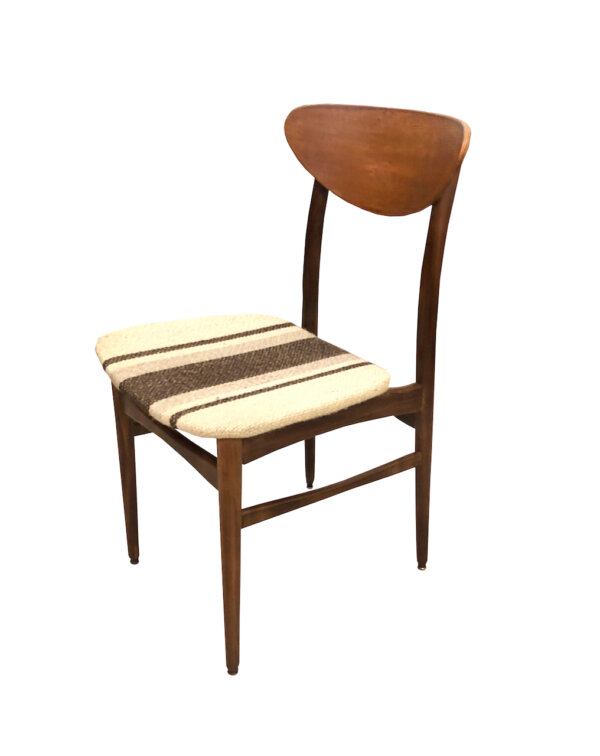 4er Set Farstrup Dining Chairs, 1960's, Esszimmerstühle, Teak, Danish Design, Designklassiker, Made in Denmark, Vintage, 1970, leicht, filigran, Teakholz, Teakwood, Wollbezug, gewebt