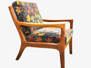 Easy Chair Ole Wanscher 1960's, Sessel, Teak, Danish Design, Armlehnen, Lounge, bequem, Komfort, Designklassiker, Made in Denmark, 1970, Vintage, Polster, floral, Muster, Blumen, Blätter