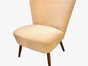 Mid Century Cocktailsessel 1960's, Samtbezug, beige, bequem, hell, Sessel, Lounge, Chair, Designklassiker, Vintage, 1970, 1950