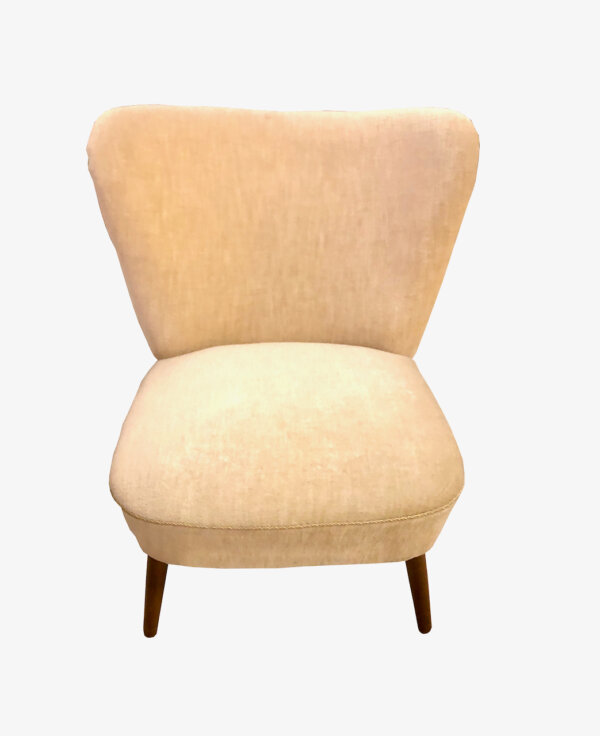 Mid Century Cocktailsessel 1960's, Samtbezug, beige, bequem, hell, Sessel, Lounge, Chair, Designklassiker, Vintage, 1970, 1950