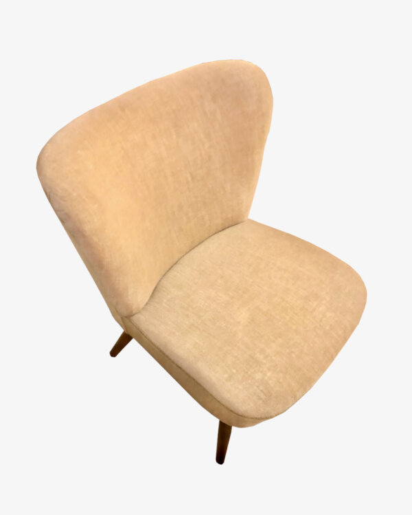 Mid Century Cocktailsessel 1960's, Samtbezug, beige, bequem, hell, Sessel, Lounge, Chair, Designklassiker, Vintage, 1970, 1950