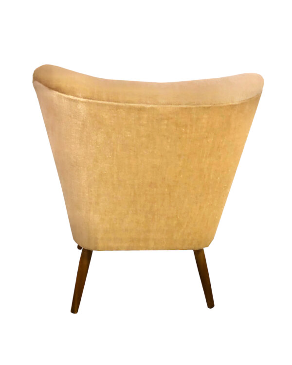 Mid Century Cocktailsessel 1960's, Samtbezug, beige, bequem, hell, Sessel, Lounge, Chair, Designklassiker, Vintage, 1970, 1950