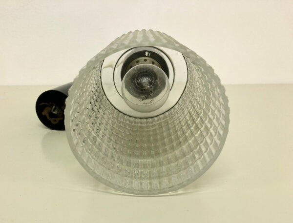 Kristallglas Lampe true Vintage, 1970's, Mid Century, Glaslampe, Hängelampe, Flurlampe, 70er, 60er, zylindrisch, Kunststoff schwarz