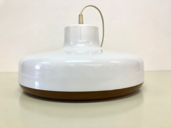 Space Age Küchenlampe 1970's, Kunststoff, rund, weiß, braun, Deckenleuchte, Hängelampe, Mid Century, Vintage, Design, Mid Century, UFO