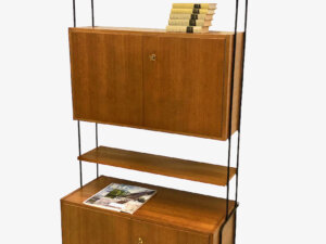 Omnia Teakholz Standregal 1960s, Hilker, Bücherregal, Wandregal, Leiterregal, String, Mid Century, Vintage, verschließbar, Schränke, Designklassiker, 1970's