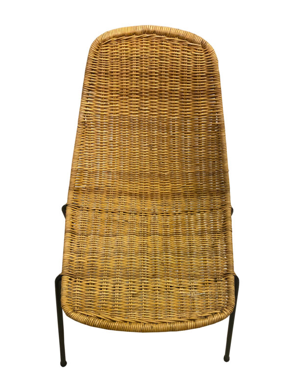 Gianfranco Legler Basket Chairs, 4er Set Korbstühle, Vintage, Mid Century, 1960's, Rattan, Wirechair, Metallgestell, schwarz, Essstühle